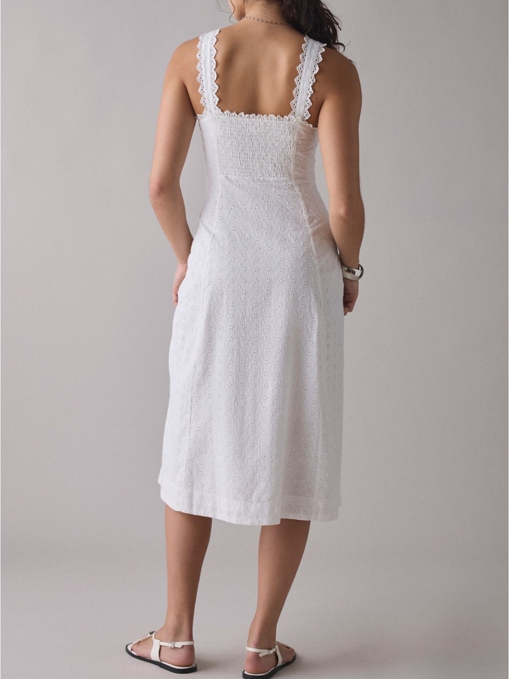 Kimchi Blue White Eyelet Lace Button-Front Midi Dress - Picture 5 of 9